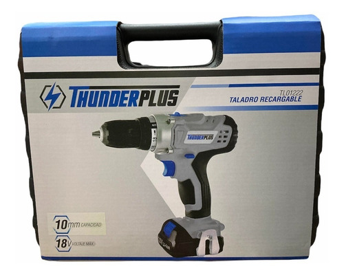 Imagen 2 de 3 de Taladro Atornillador A Batería 10mm 18v Thunderplus +maletin