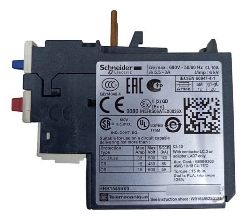 Relevador De Sobrecarga Schneider Lrd12 Rango 5.5-8a