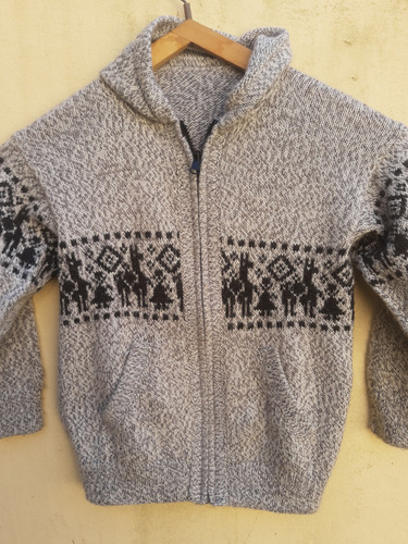 Campera  Con Capucha Niño Lana De Llama Impecable Poco Uso