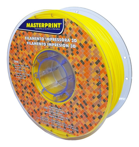 Filamento De Impressora 3d Tpr (borracha) 2.85mm Masterprint Cor Amarelo