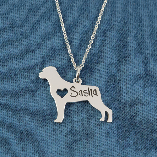 Dije De Plata Perrito Rottweiler Personalizado Plateado