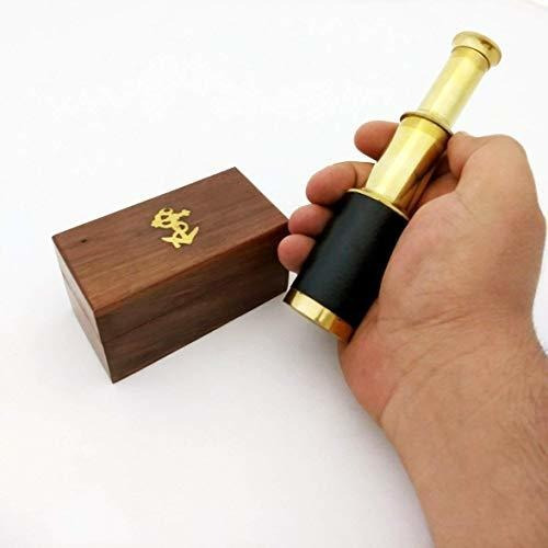Telescopio De Latón De Mano De 6 Con Caja De Madera -