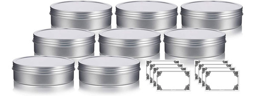 Recipiente Plano De Lata De Acero Metálico De 8 Oz Con...
