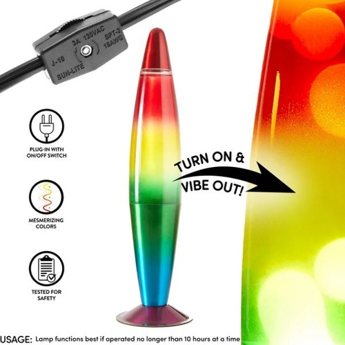 Lampara Led De Lava Base De Metal Arcoíris De 16 Decoracion