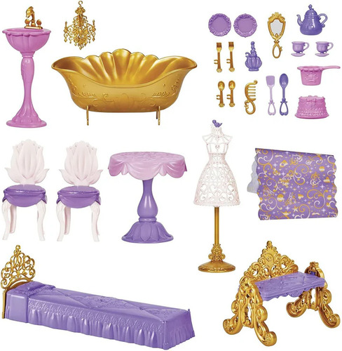 Disney Princess Castle Electronic Lcd Display 1,20 Alto 360° Rosa Palido Blanco Crema Dorado Plateado Y Platino Violeta