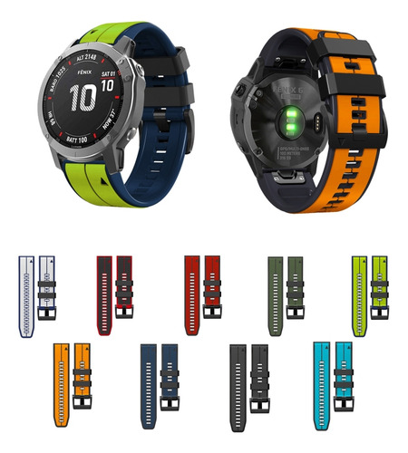 Correa De Reloj Deportivo De Silicona Naranja+negra Para Gar