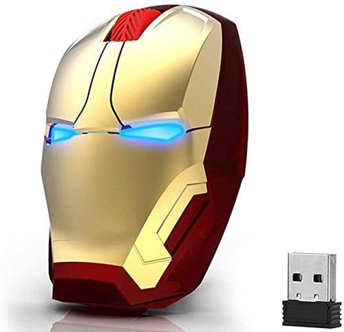 Ratón Inalámbrico Ergonómico Con Diseño De Iron Man, 2,4 G,