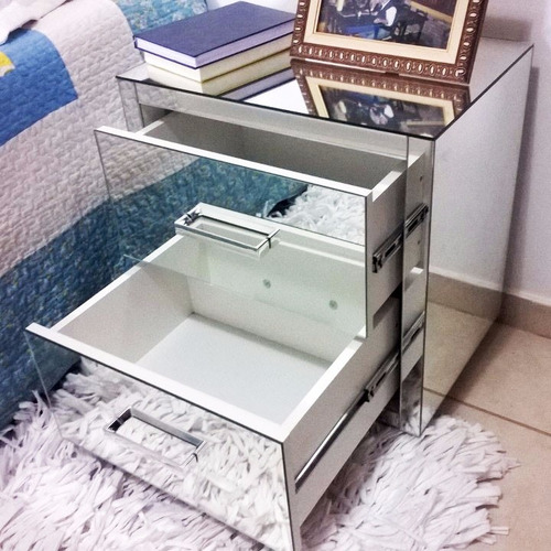 Criado Mudo Espelhado Lapidado 40x35x55 - 2 Gavetas
