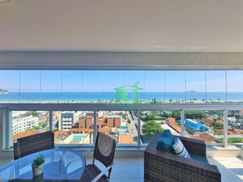 Imagem 10 de 30 de Apartamento Moderno, Beira Mar, Vista Para O Mar, Varanda Gourmet, 3 Dormitórios Sendo 3 Suítes, 2 Vagas De Garagem, Lazer, Enseada, Guarujá/sp - Ap5662