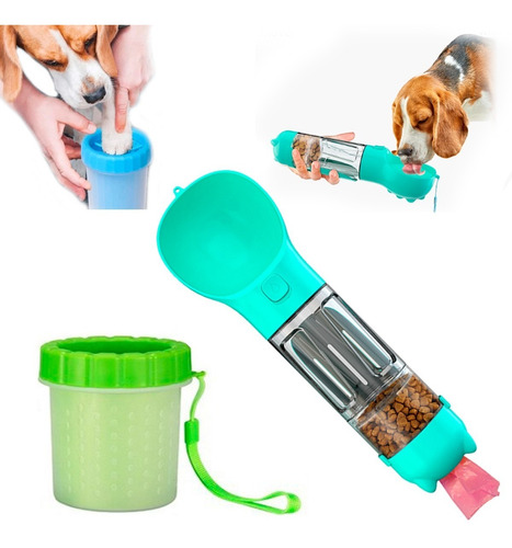 Kit De Paseo Para Perritos Botella 4 En 1 + Limpia Patitas 