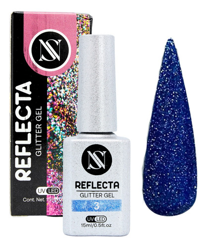 Reflecta Glitter Gel Para Uñas, Elige Color. Studio Nails Color Azul No. 3