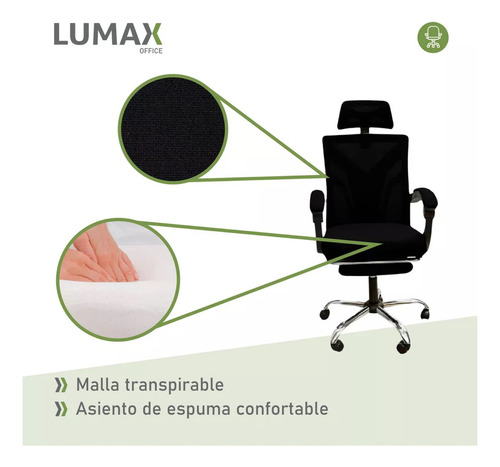 Silla Ejecutiva Escritorio Clyde Con Apoyapies Negra Color Negro Material del tapizado Polipropileno