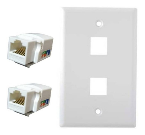 2 Modulo Rj45 Cat6 + 1 Face Plate Doble Generico