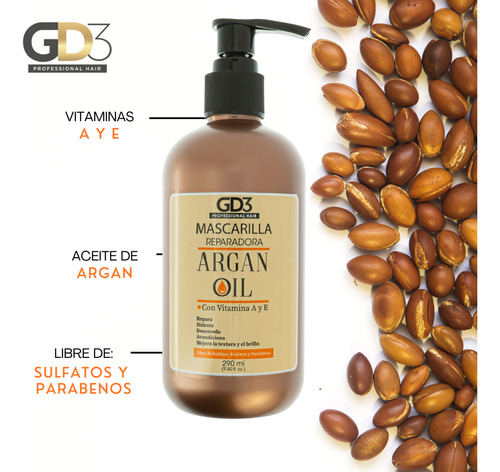 Mascarilla Reparadora Con Aceite De Argán Gd3 290 Ml