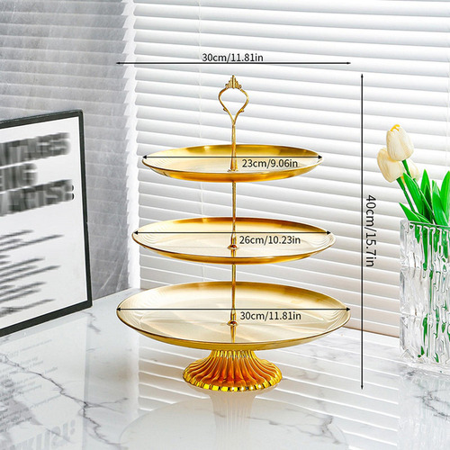 Torre Para Pastel De Taza De Acero Inoxidable, 3 Niveles