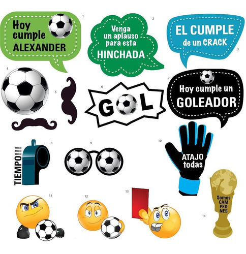 Props Fotos Photo Booth Frases Cumpleaños Fútbol