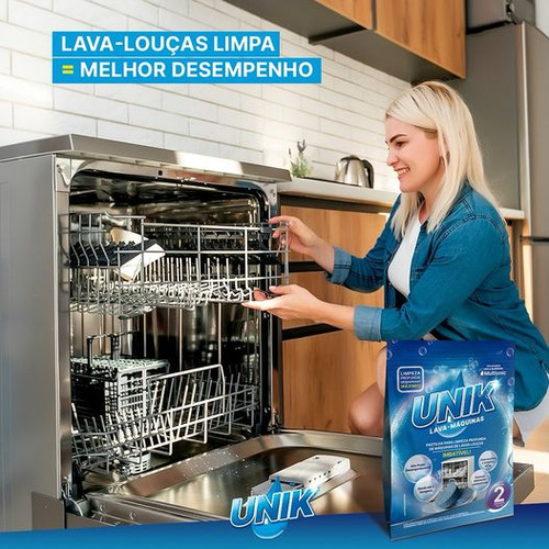 2x Detergente Sabão Lava Louça Pastilha + Lava Máquina Unik