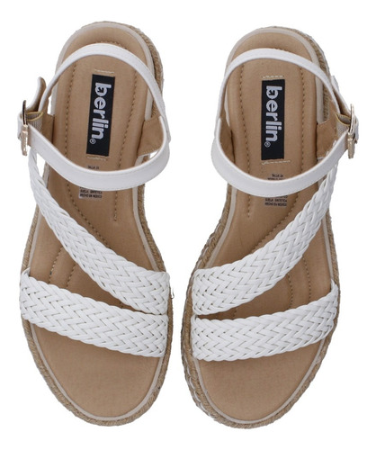 Sandalia Casual Dama Berlin Blanco Tira Cruzada