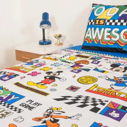 Juego De Sabana Infantil 1 1/2 Ultrasoft Disney Mickey Celeste Mickey Mouse