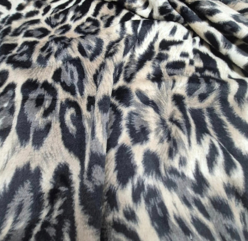 Tela Por Metro Micropolar Piel Estampado 1.5m De Ancho Gris Animal Print