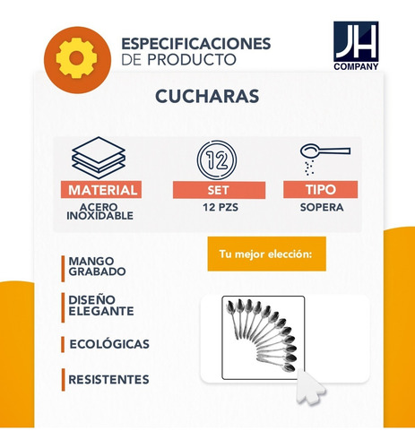 Imagen 7 de 9 de Set 12 Pcs Cuchara Sopera Cubiertos Acero Inoxidable C80