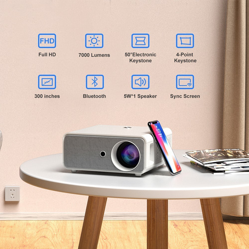 Projetor Pima Es 6000 Lumens Wifi Android Bluetooth Espelha Branco 100v/240v