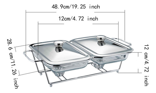 Calentador De Alimentos Tipo Bufé, 1,5 L, 2 Compartimentos