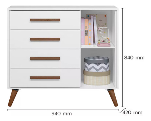 Cômoda C/ Sapateira Para Quarto Cor Branco 1pt/4gav Web Home Móveis