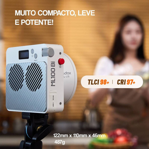 Iluminador Led Godox Ml100bi Com Soft Box Octa 50cm E Tripé
