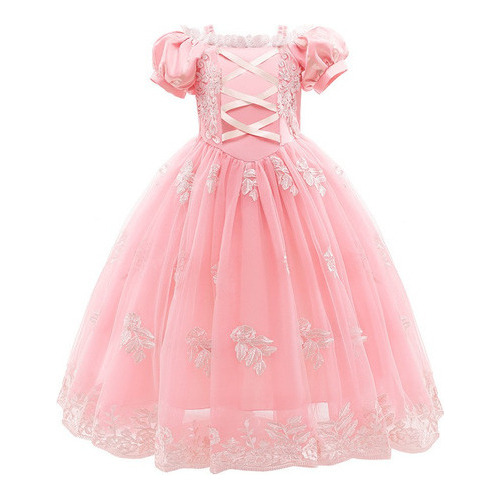 Vestido Largo Elegante De Manga Corta Para Niñas De Hallowee