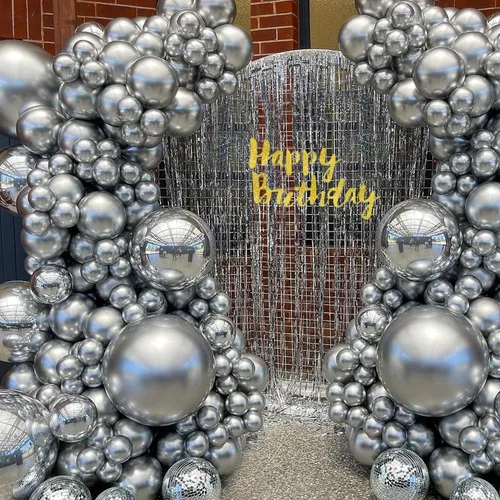 134pcs Globos Metalicos Decoracion Con Globos Xuedina Color Plateado