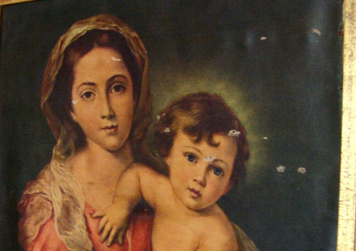 Imagem 9 de 10 de Renascença Madonna Impresso Seda Milano Italia Século 19