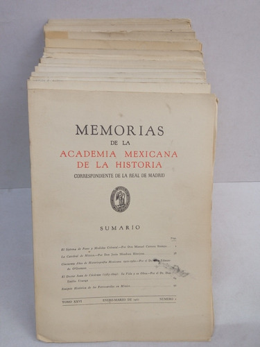 Memorias De La Academia Mexicana De La Historia, 16 Sumarios