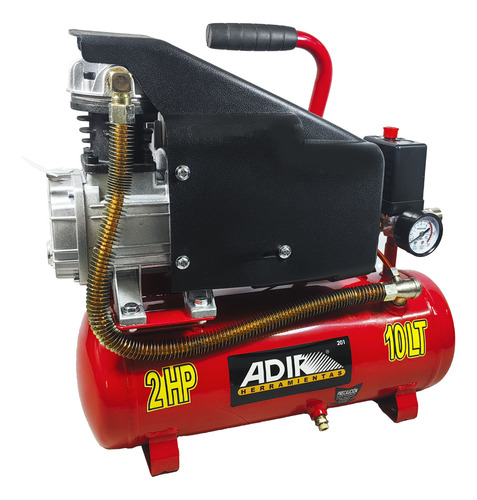 Compresor Eléctrico Lubricado 2hp 10 Lts Adir 201 Rojo