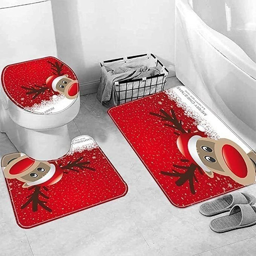 Q Juego De Baño De Navidad Impermeable Para Cortina De Ducha