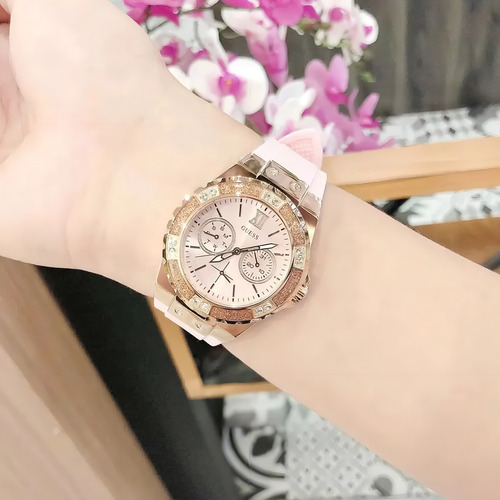 Reloj Pulsera Mujer Guess U1053l3 Rosado Oro Rosa Bisel Dorado