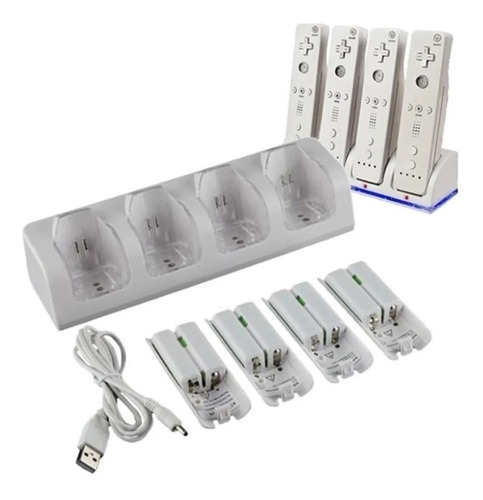 Baterías Y Base De Carga Wii 4 Recargables 2800 Mah