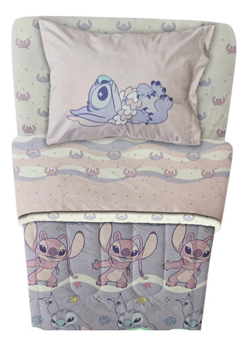 Juego De Sábanas Stitch Infantil Plaza Y Media - Disney