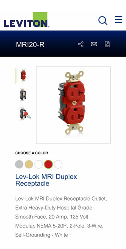 Toma Corriente Grado Hospital Levitón Rojo Sistema Lev-lock