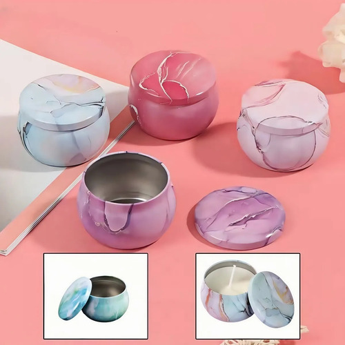 24 Tarros De Velas Redondos De Metal De 60 Ml Con Tapas