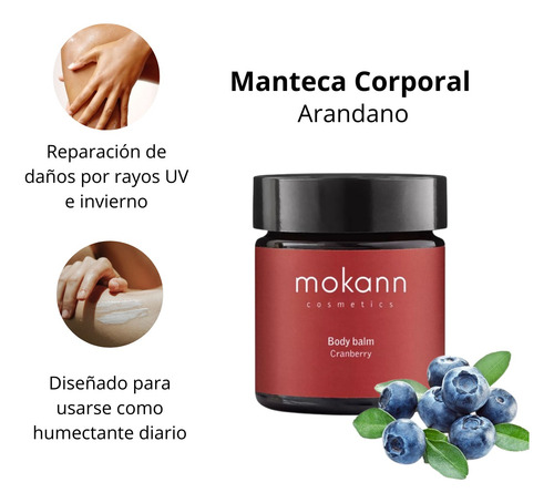 Kit Manteca Corporal Y Balsamo Hidratacion Profunda Mokann Arándano