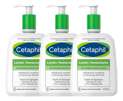 Combo X3 Cetaphil Loción Hidratante Rostro Y Cuerpo 473 Ml