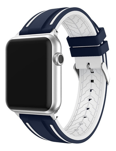 Extensible Silicon Ergo For Apple Watch 44/42/40/38mm S12345 Ancho De La Correa 44 Mm Color Azul/blanco