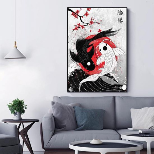 Arte De Parede Japonesa Yin Yang - Decoração De Parede De P
