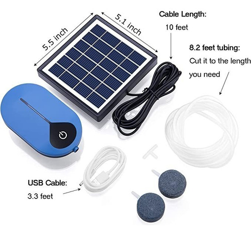 Bake Bomba De Oxígeno Solar Tanque De Peces Oxigenador De