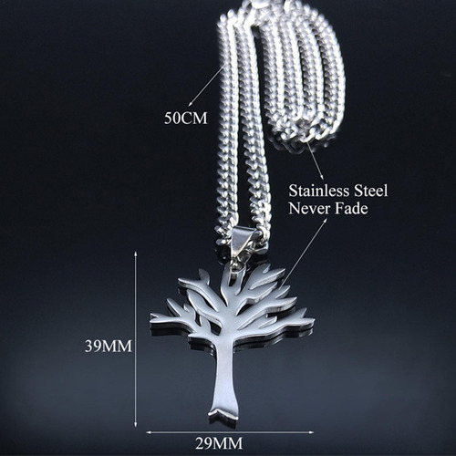 Collar De Árbol De Acero Inoxidable Colgante De Árbol Joyerí