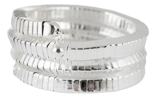 Pulsera Brazalete Flexible Serpiente Plateado 1.778 M