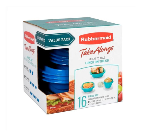 Envases 16 Piezas Varios Tamaños Takealongs Rubbermaid Azul