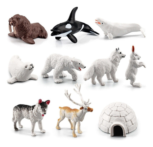 . 10pcs Mini Simulação Urso Polar Beluga Bunny Seals Polars