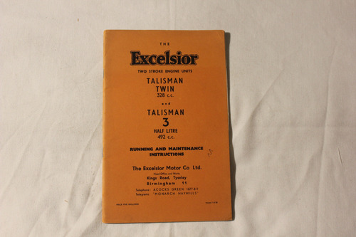 Excelsior Talisman Twin 328 Y 492 Manual De Instrucciones (Usado)